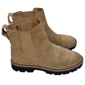 Madewell NB317 Citywalk Tan Suede Lugsole Chelsea Boots Women Sz 7 Leather Ankle